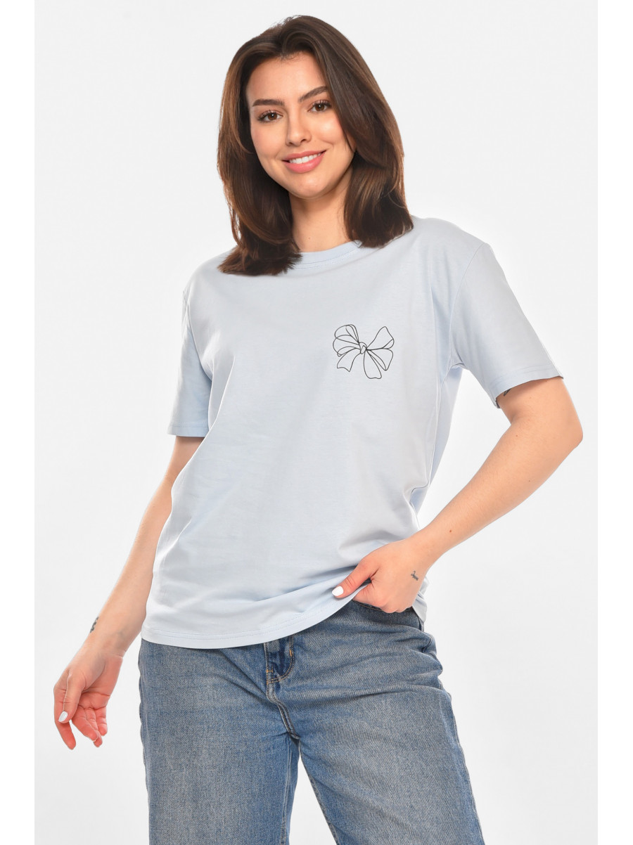 Футболка женская голубого цвета с принтом 213436C