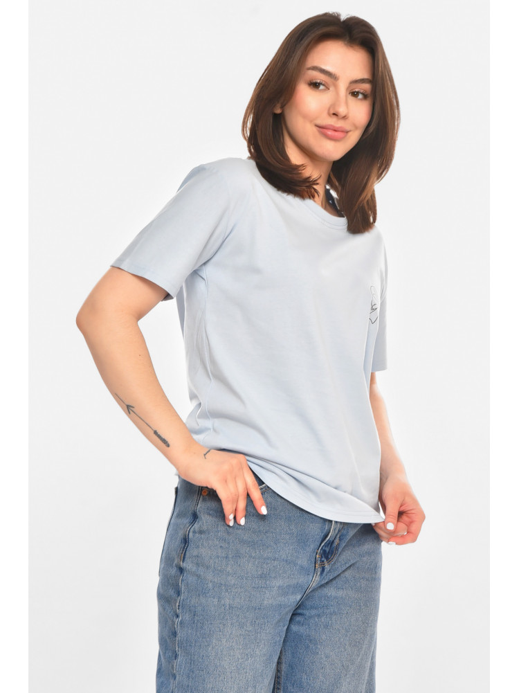 Футболка женская голубого цвета с принтом 213436C