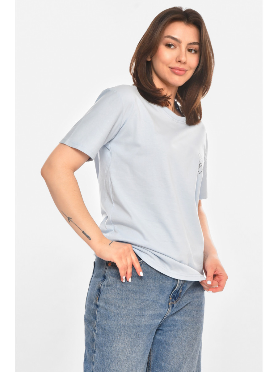 Футболка женская голубого цвета с принтом 213436C