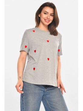 Футболка женская серого цвета с принтом 213438C