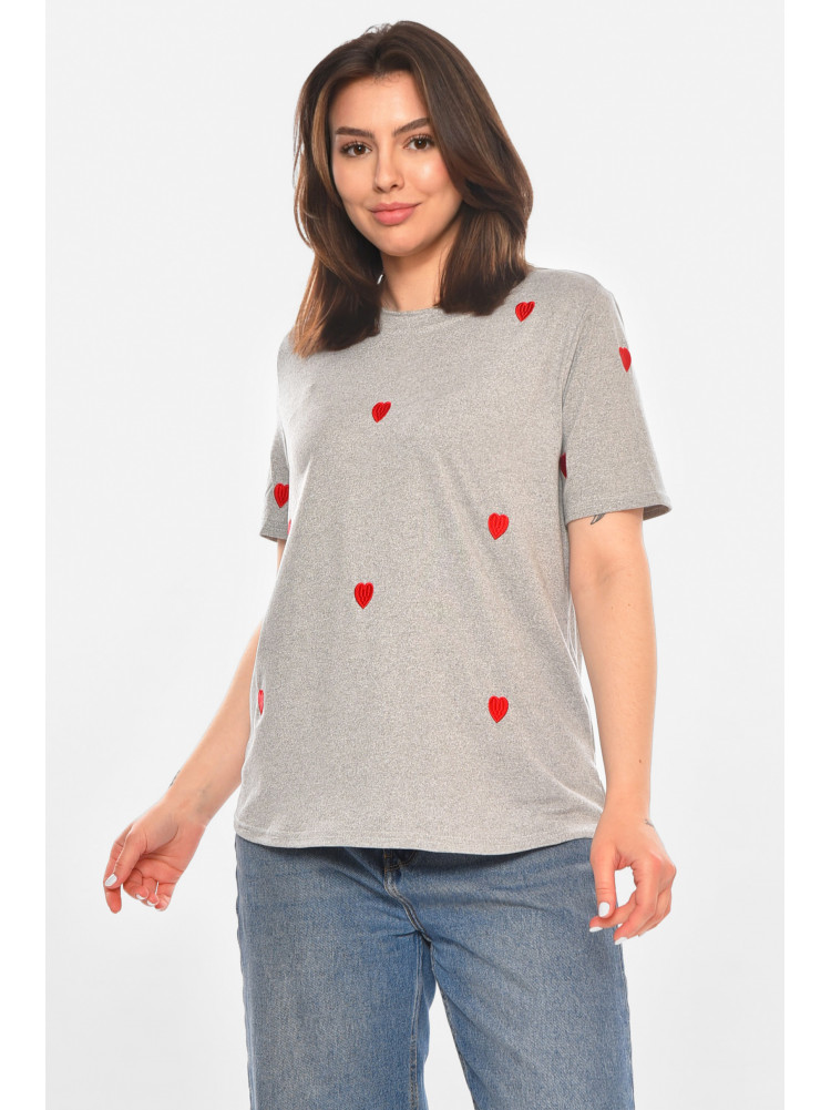 Футболка женская серого цвета с принтом 213438C