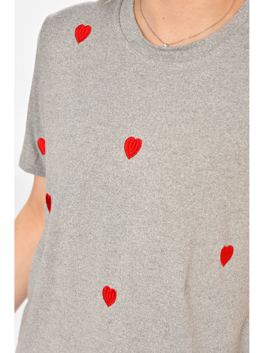 Футболка женская серого цвета с принтом 213438C