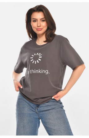 Футболка женская серого цвета с принтом 213439C