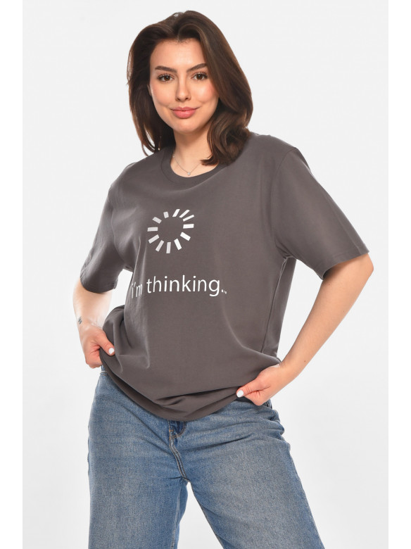 Футболка женская серого цвета с принтом 213439C