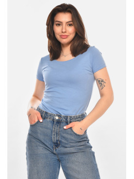Футболка женская однотонная голубого цвета 213442C