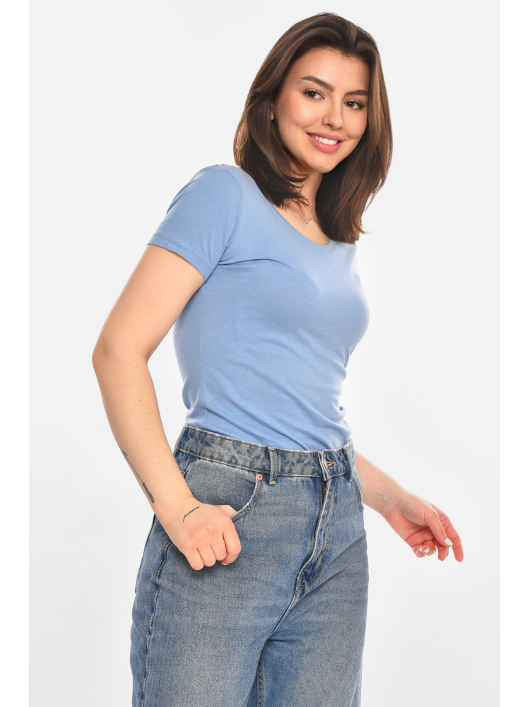 Футболка женская однотонная голубого цвета 213442C