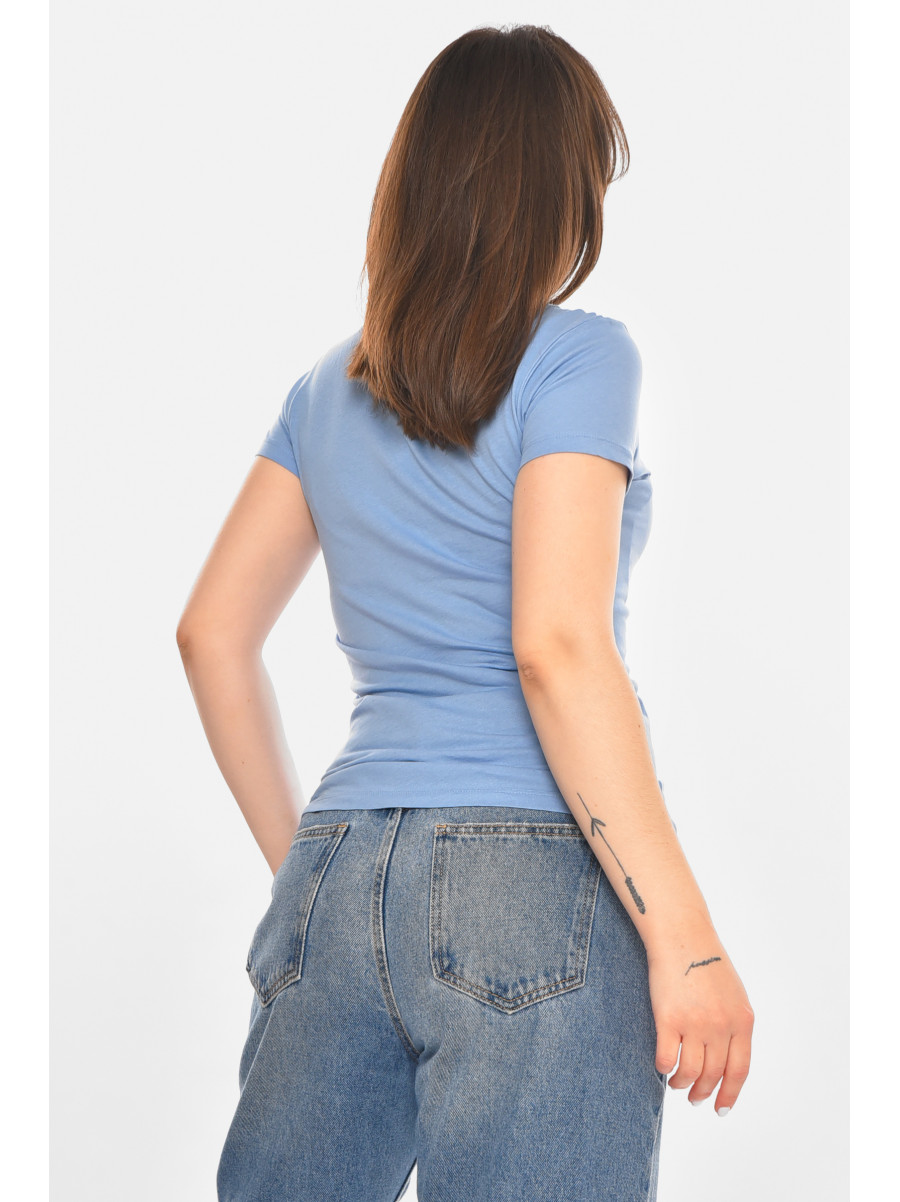 Футболка женская однотонная голубого цвета 213442C