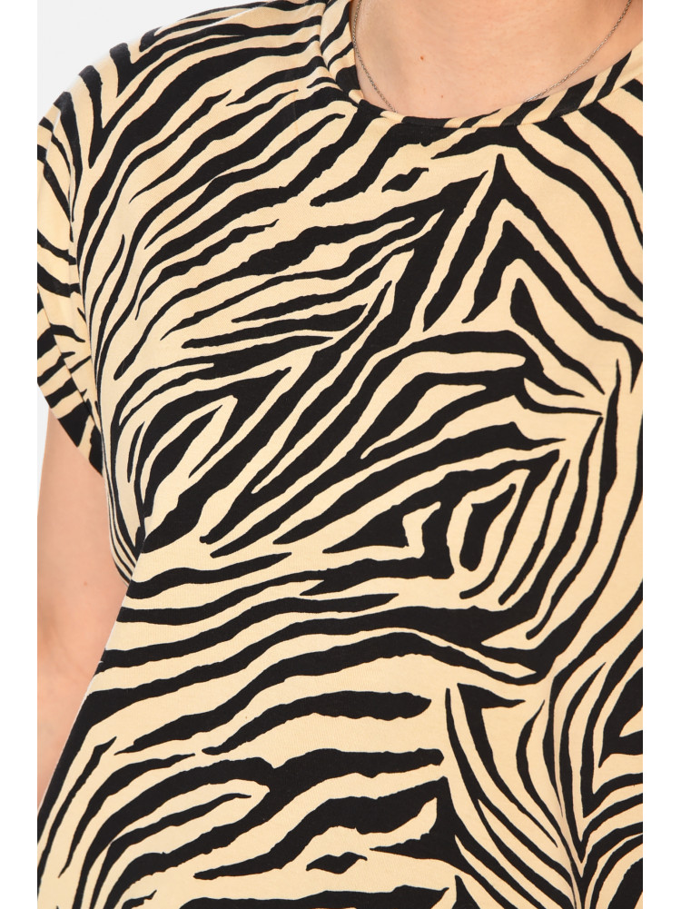 Футболка женская бежевого цвета с принтом 213443C