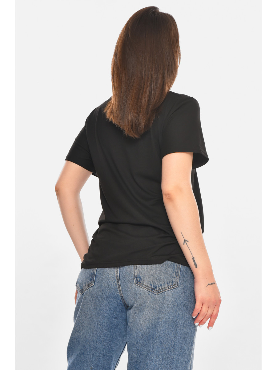Футболка женская черного цвета с принтом 213444C