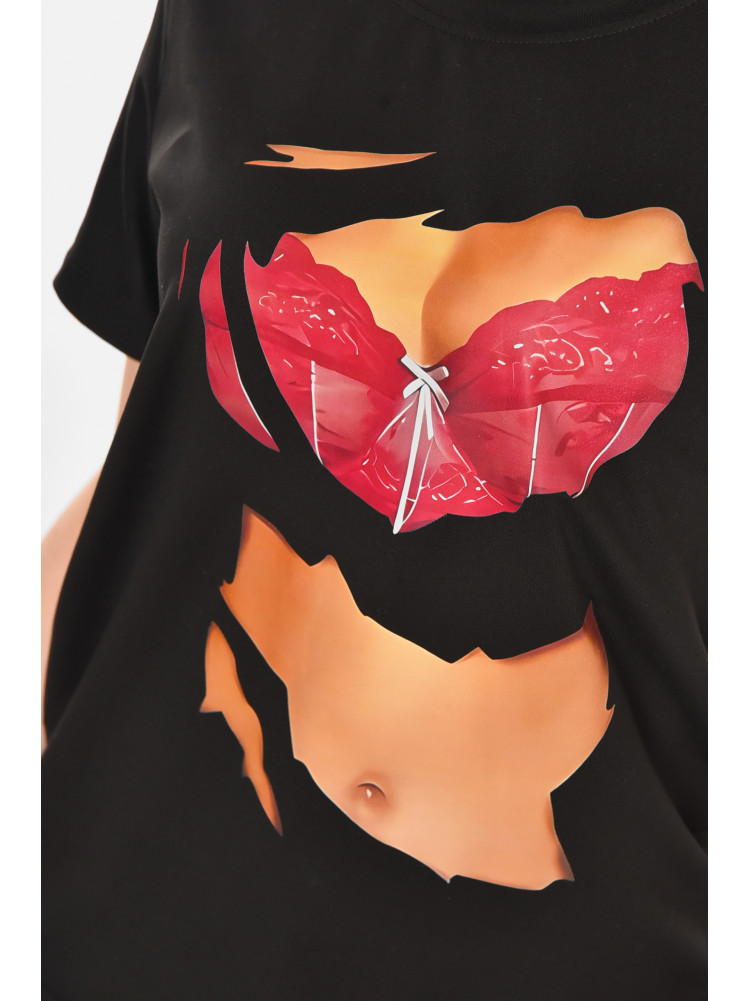 Футболка женская черного цвета с принтом 213444C