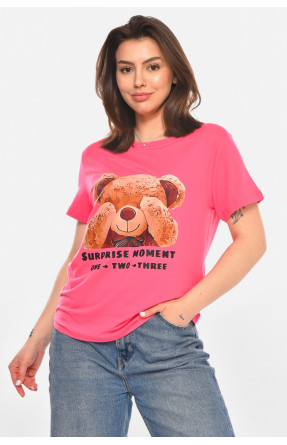 Футболка женская розового цвета с принтом 213445C
