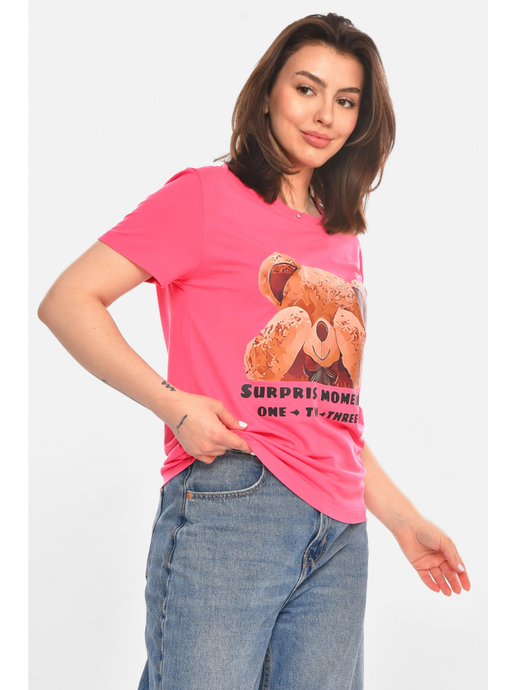 Футболка женская розового цвета с принтом 213445C