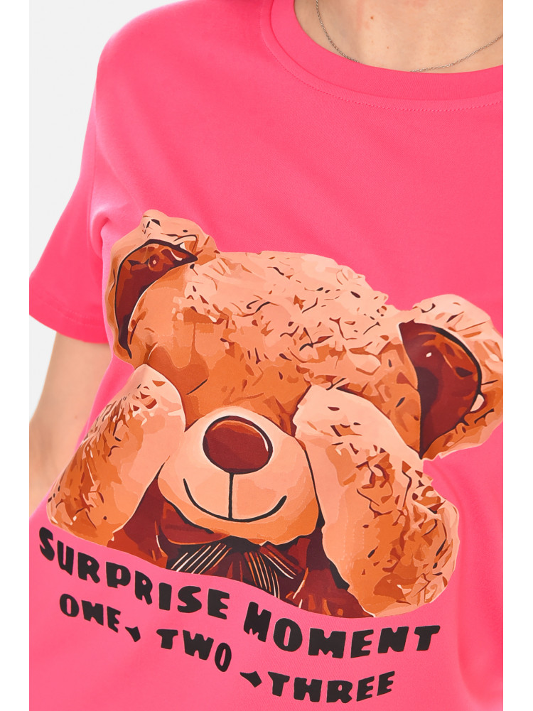 Футболка женская розового цвета с принтом 213445C