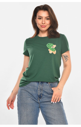 Футболка женская зеленого цвета с принтом 213446C