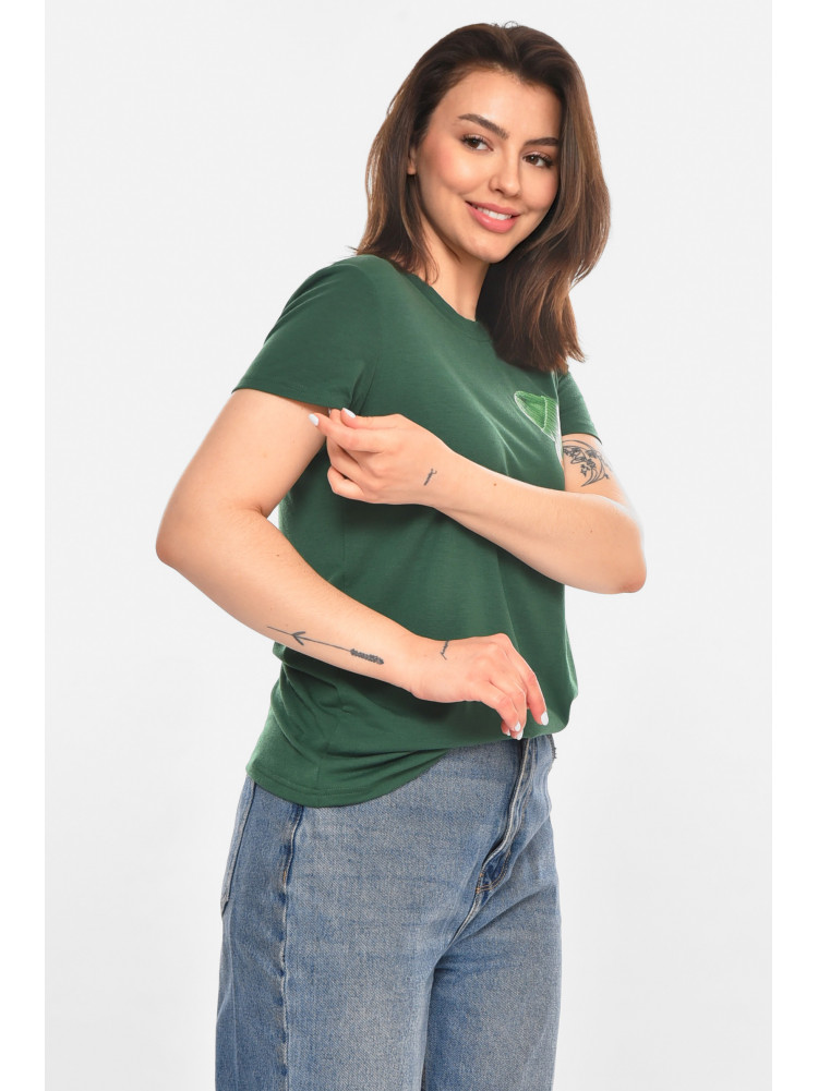 Футболка женская зеленого цвета с принтом 213446C