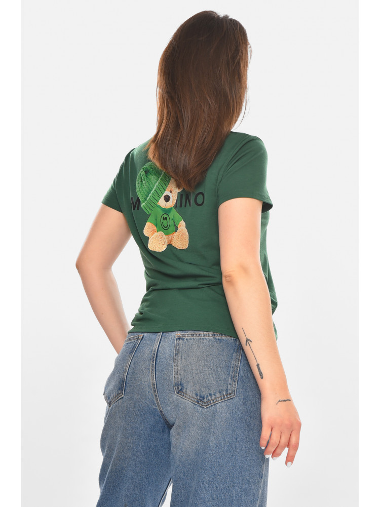 Футболка женская зеленого цвета с принтом 213446C