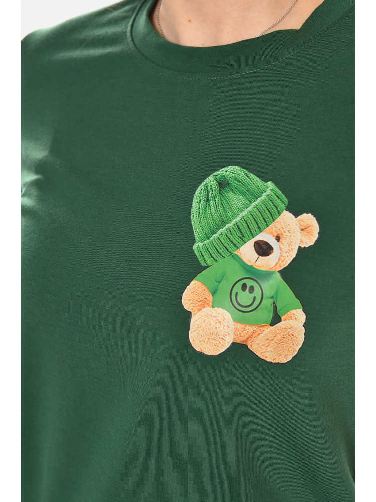 Футболка женская зеленого цвета с принтом 213446C