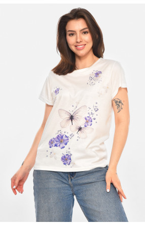Футболка женская белого цвета с принтом 213447C
