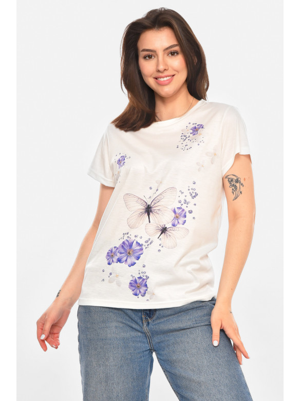 Футболка женская белого цвета с принтом 213447C