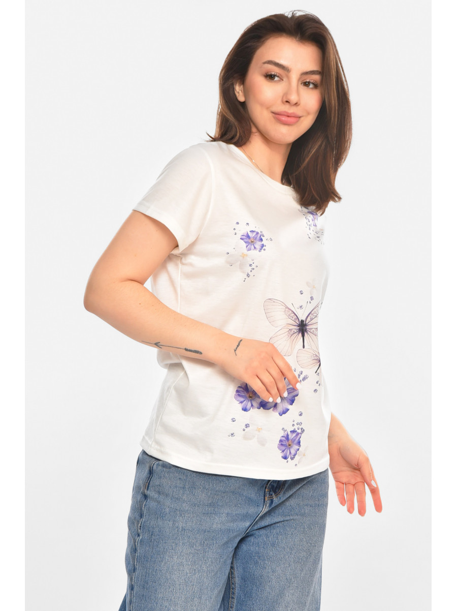 Футболка женская белого цвета с принтом 213447C