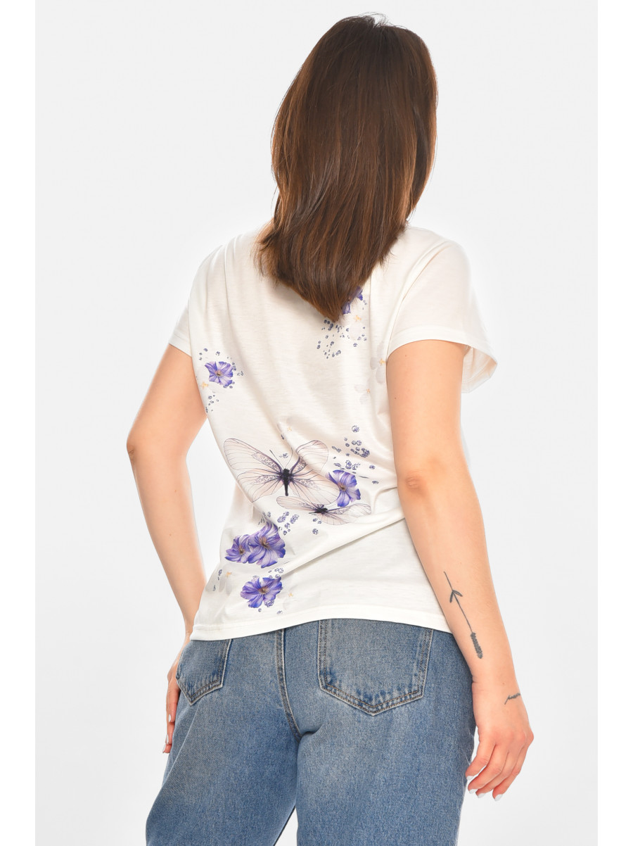 Футболка женская белого цвета с принтом 213447C