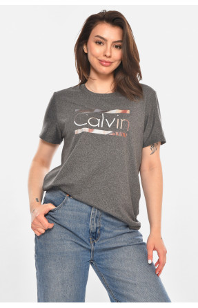 Футболка женская серого цвета с принтом 213448C