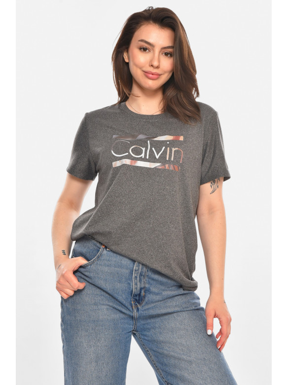 Футболка женская серого цвета с принтом 213448C