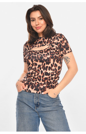 Футболка женская бежевого цвета с принтом 213450C