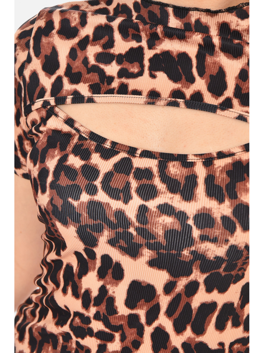 Футболка женская бежевого цвета с принтом 213450C