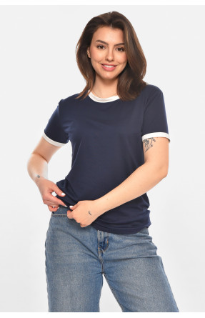 Футболка женская однотонная тёмно-синего цвета 213451C