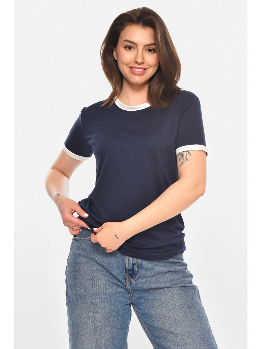 Футболка женская однотонная тёмно-синего цвета 213451C