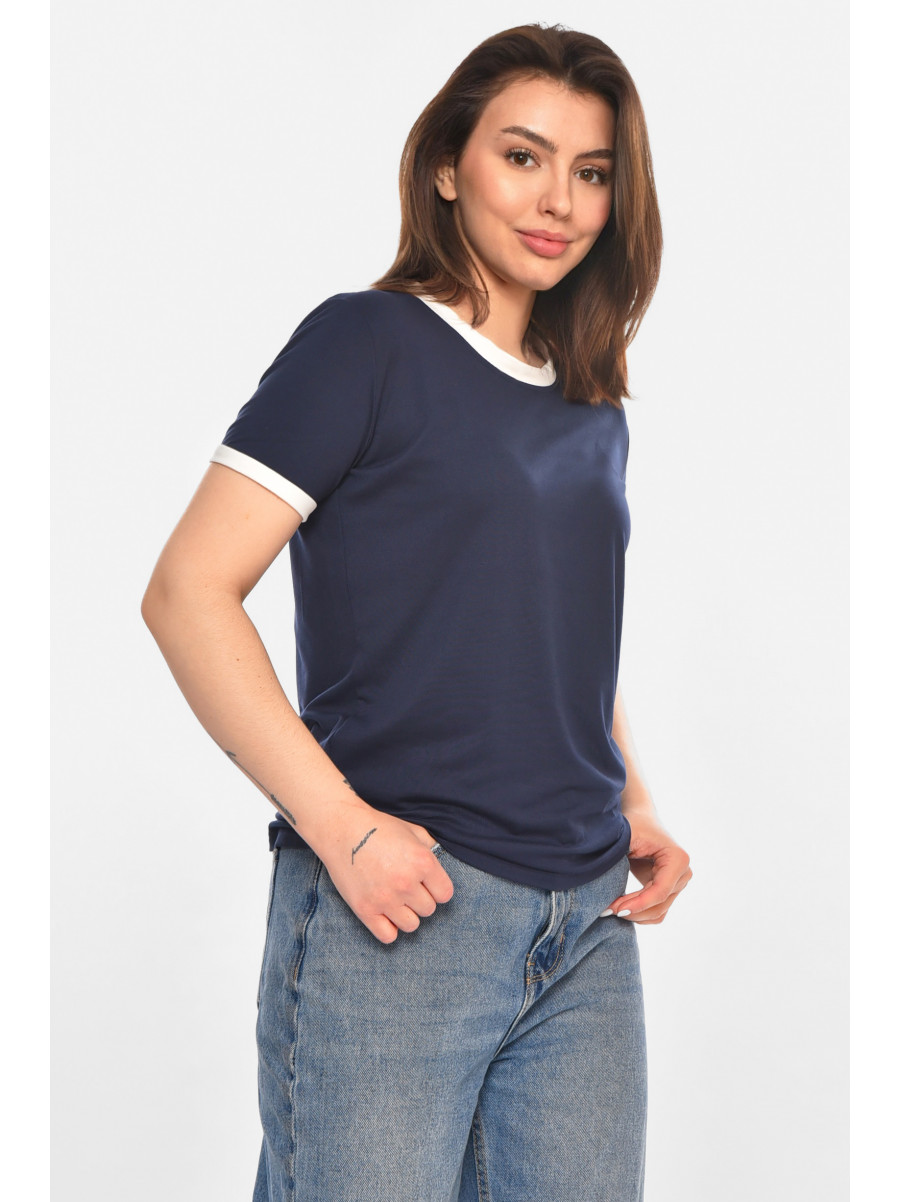 Футболка женская однотонная тёмно-синего цвета 213451C