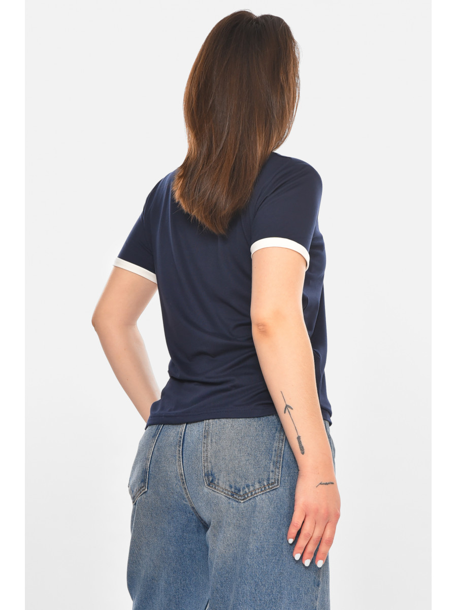 Футболка женская однотонная тёмно-синего цвета 213451C