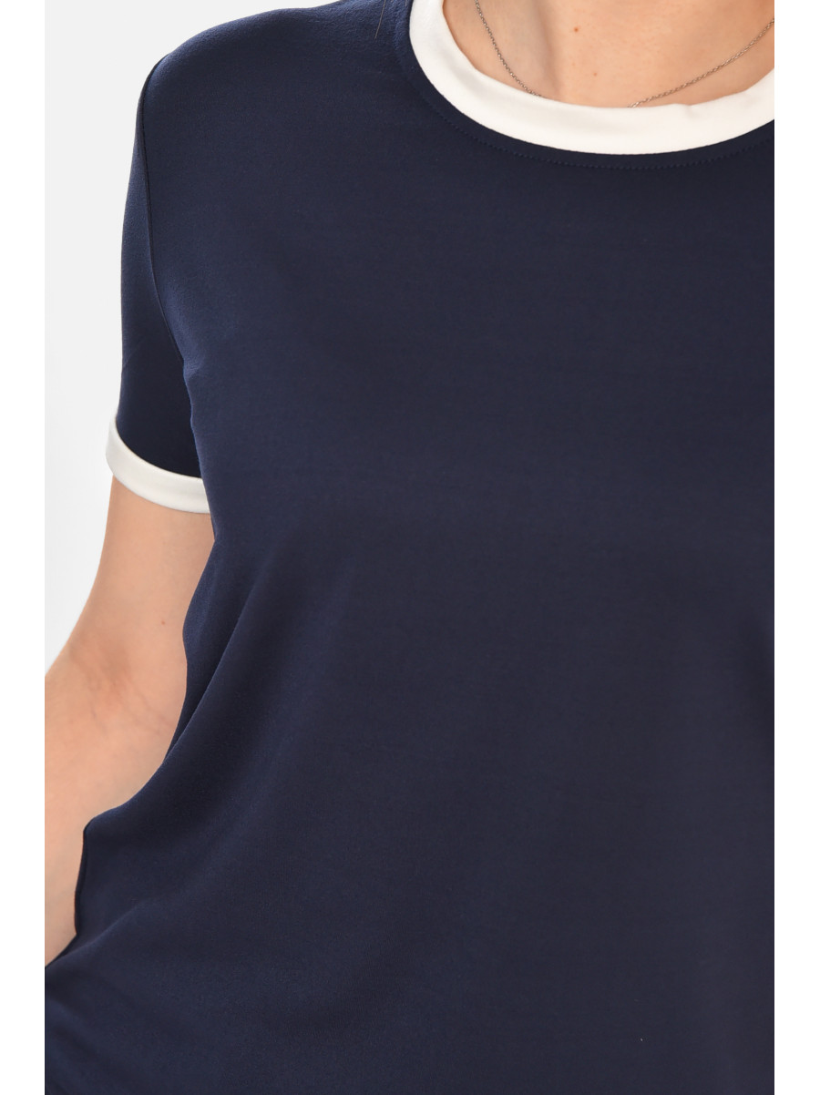 Футболка женская однотонная тёмно-синего цвета 213451C
