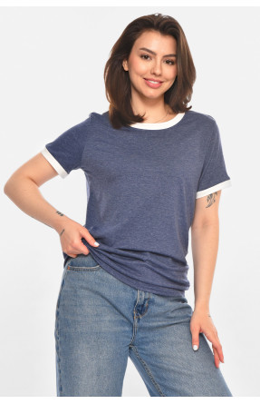 Футболка женская однотонная тёмно-синего цвета 213452C