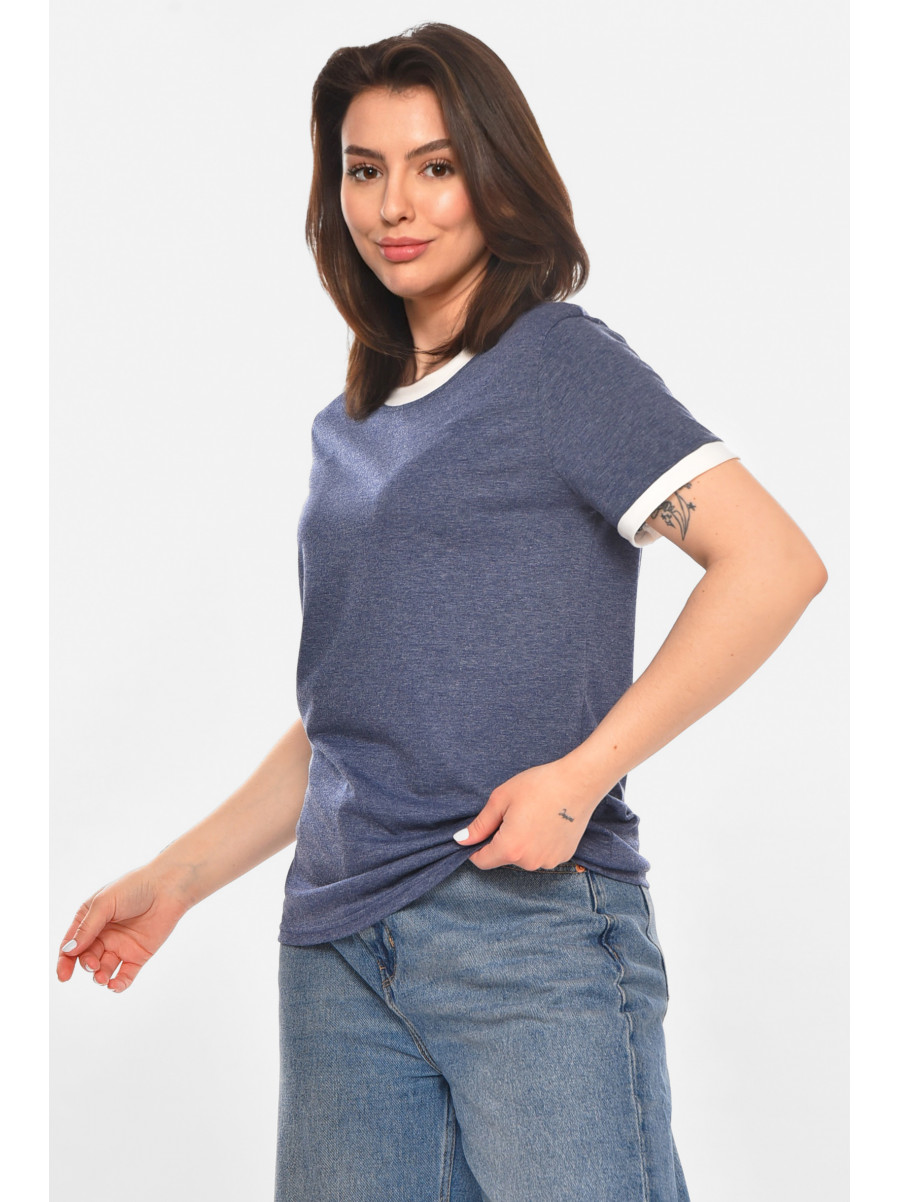 Футболка женская однотонная тёмно-синего цвета 213452C