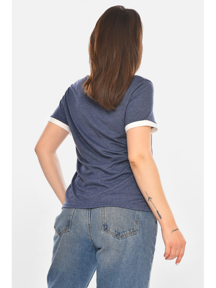 Футболка женская однотонная тёмно-синего цвета 213452C