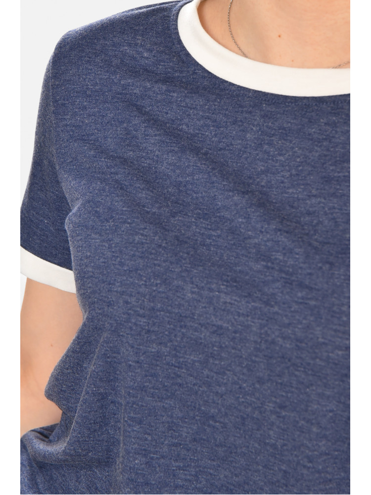Футболка женская однотонная тёмно-синего цвета 213452C
