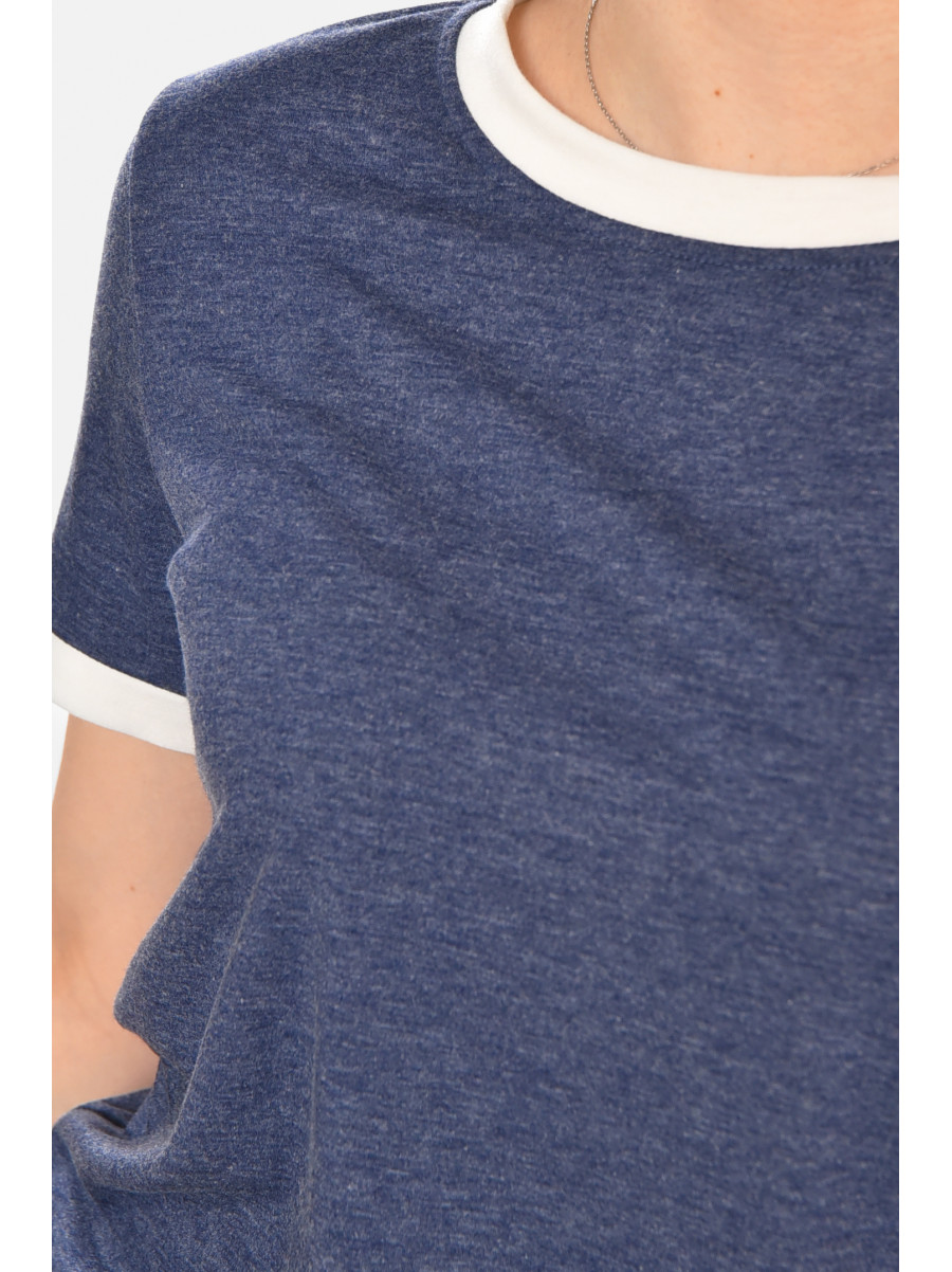 Футболка женская однотонная тёмно-синего цвета 213452C