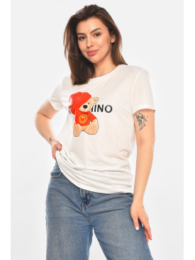 Футболка женская белого цвета с принтом 213454C