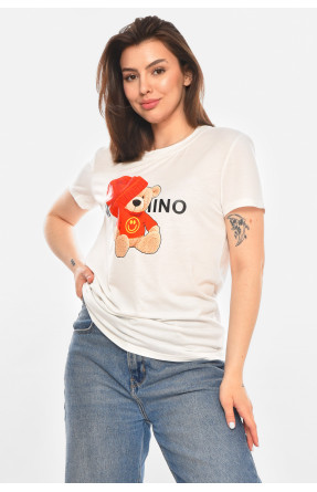 Футболка женская белого цвета с принтом 213454C