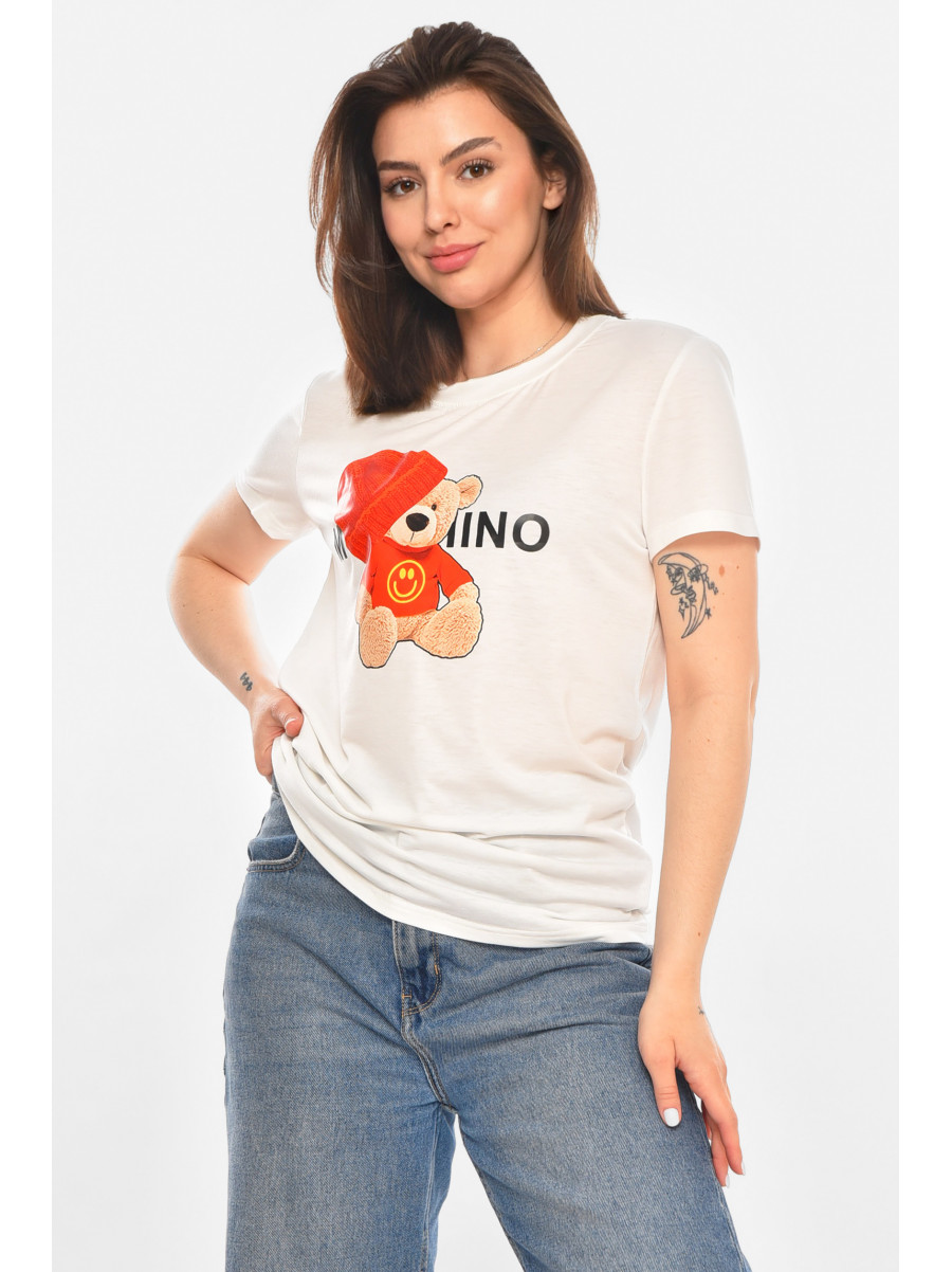 Футболка женская белого цвета с принтом 213454C