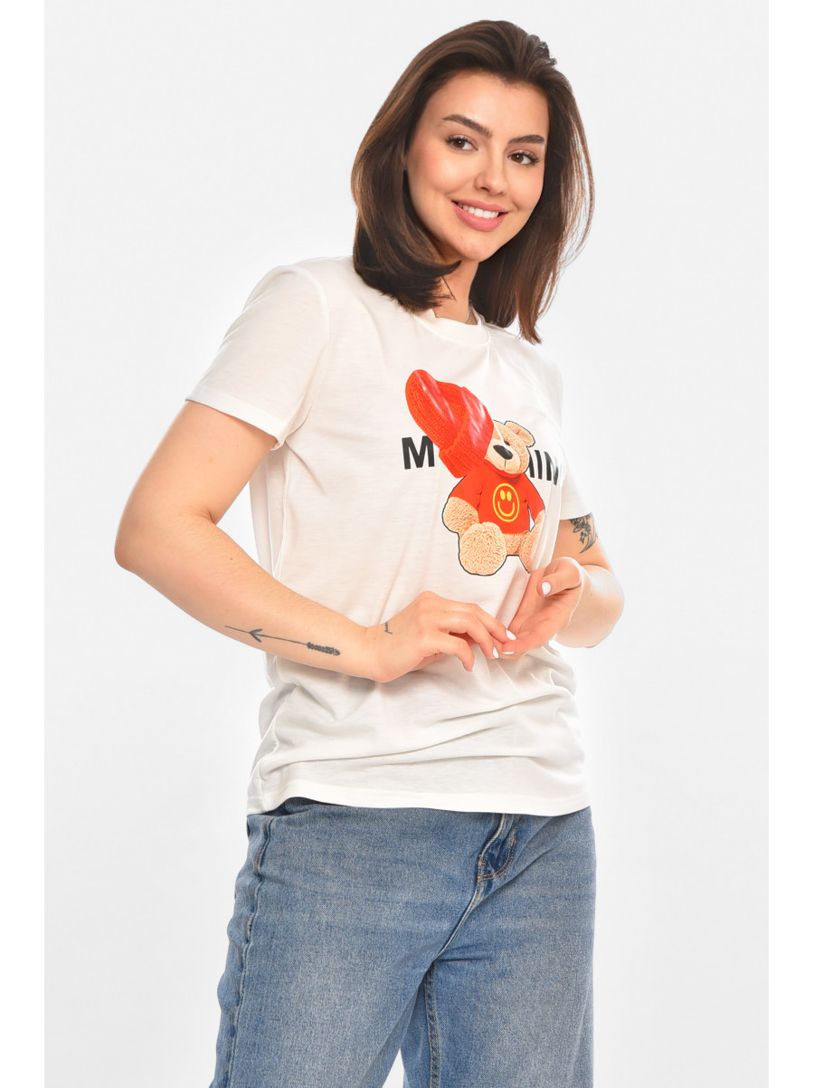 Футболка женская белого цвета с принтом 213454C
