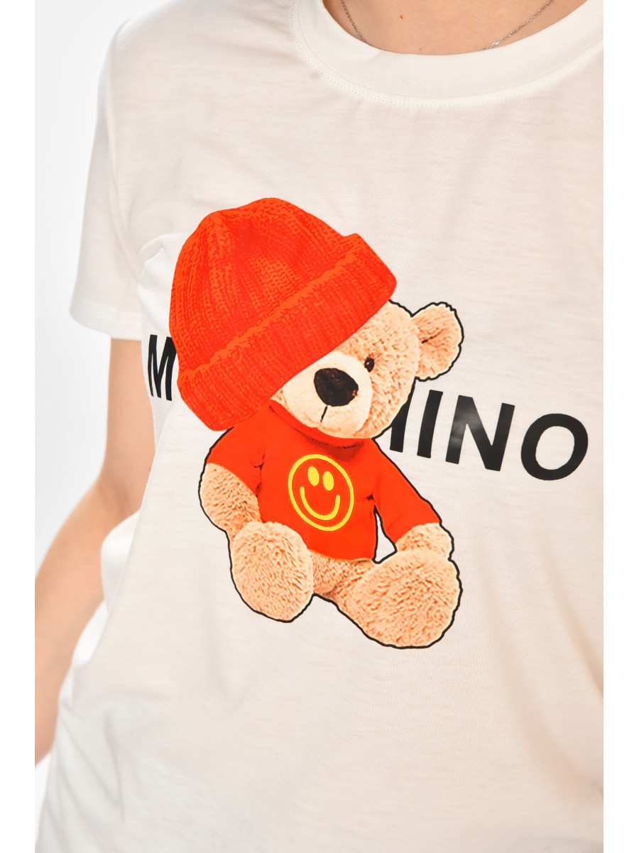 Футболка женская белого цвета с принтом 213454C