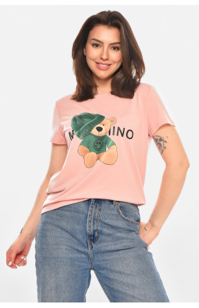 Футболка женская розового цвета с принтом 213455C