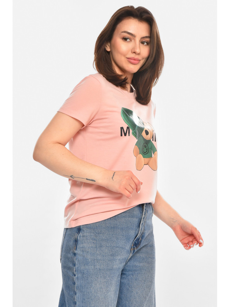 Футболка женская розового цвета с принтом 213455C