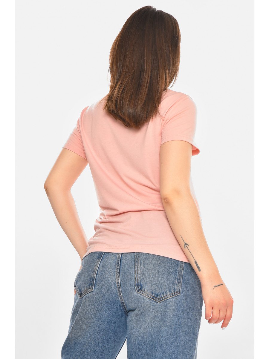 Футболка женская розового цвета с принтом 213455C