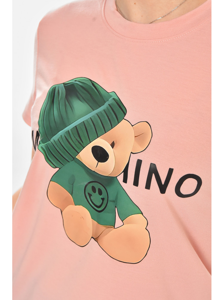 Футболка женская розового цвета с принтом 213455C