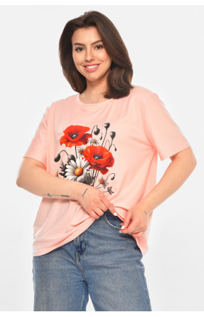 Футболка женская розового цвета с принтом 213456C