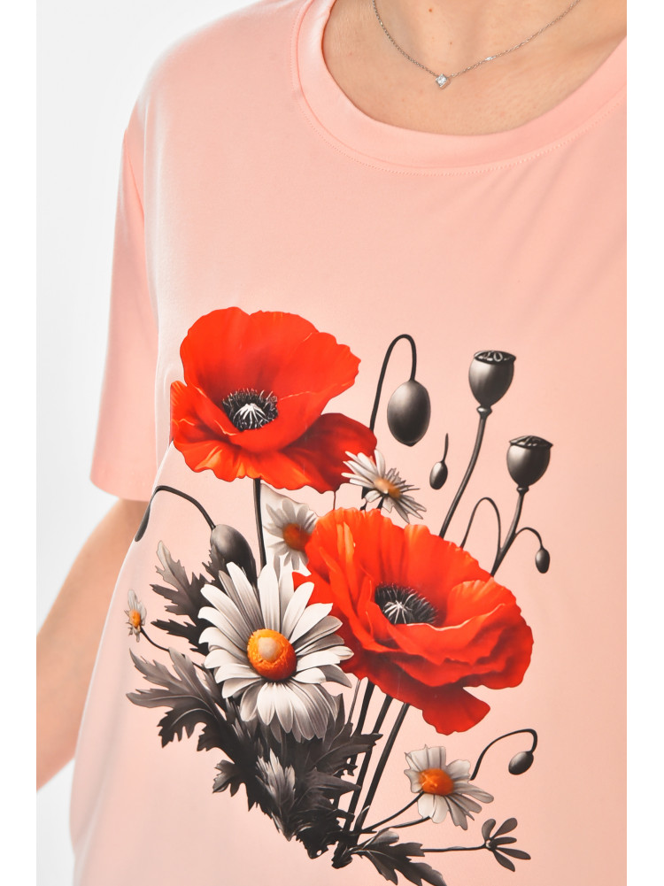 Футболка женская розового цвета с принтом 213456C